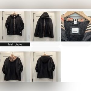 Burberry Rain Jacket Coat Size 54 US XL Black Checked Hood